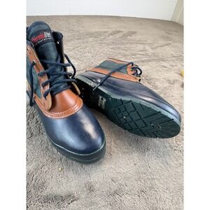 Thermolite Insulated Duck Boots Navy Blue Brown Leather Green Canvas Rain Snow